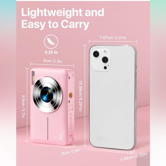 Digital Camera, FHD 1080P with 32GB SD Card 16X Digital Zoom - Pink - Picture 5 of 9